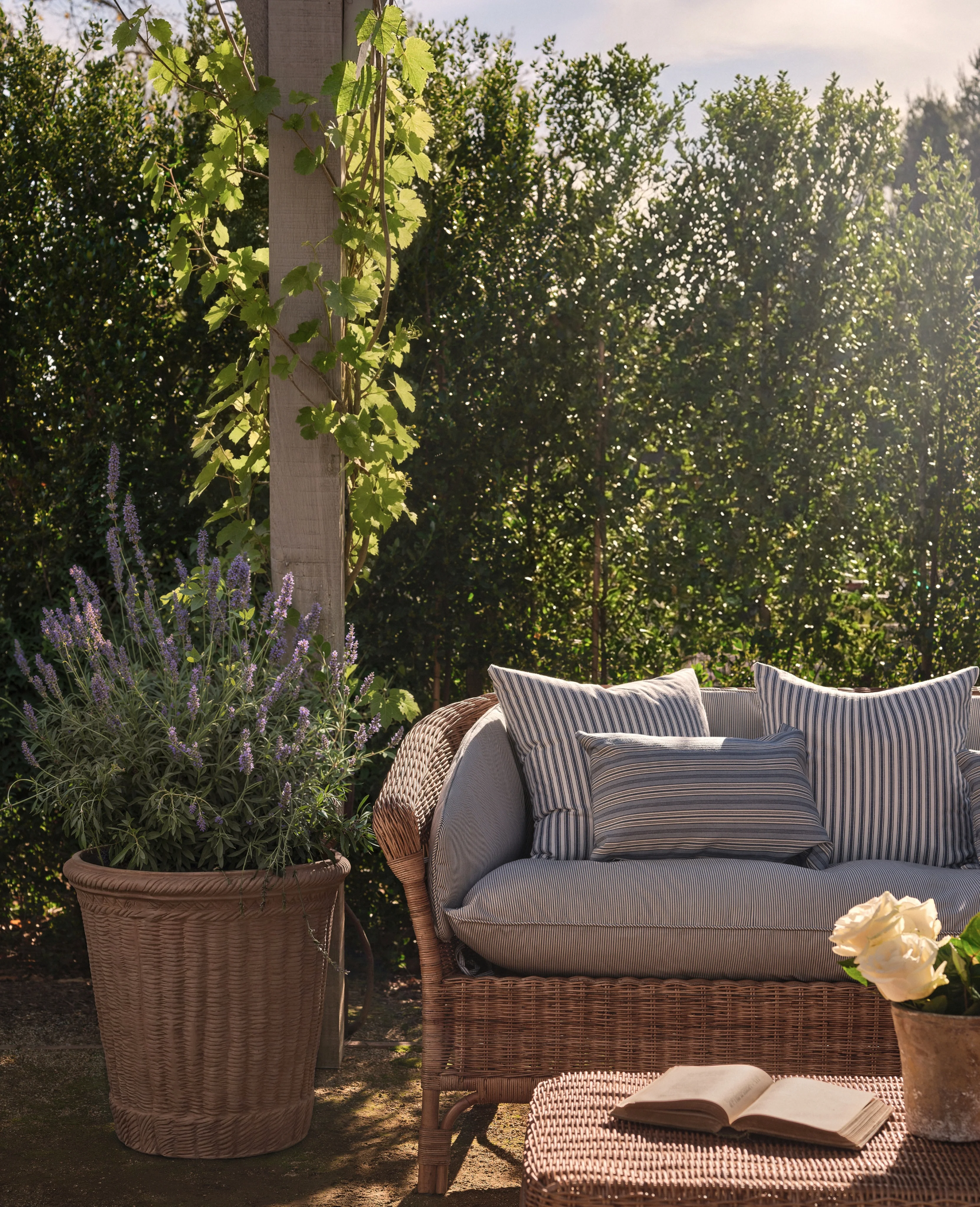 Sanctuary Rattan Loveseat - Bayside Stripe - Image 14